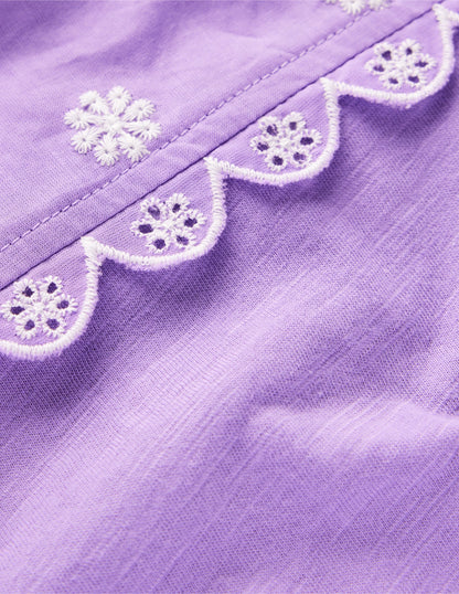 Broderie Sleeve Tee-Aster Purple