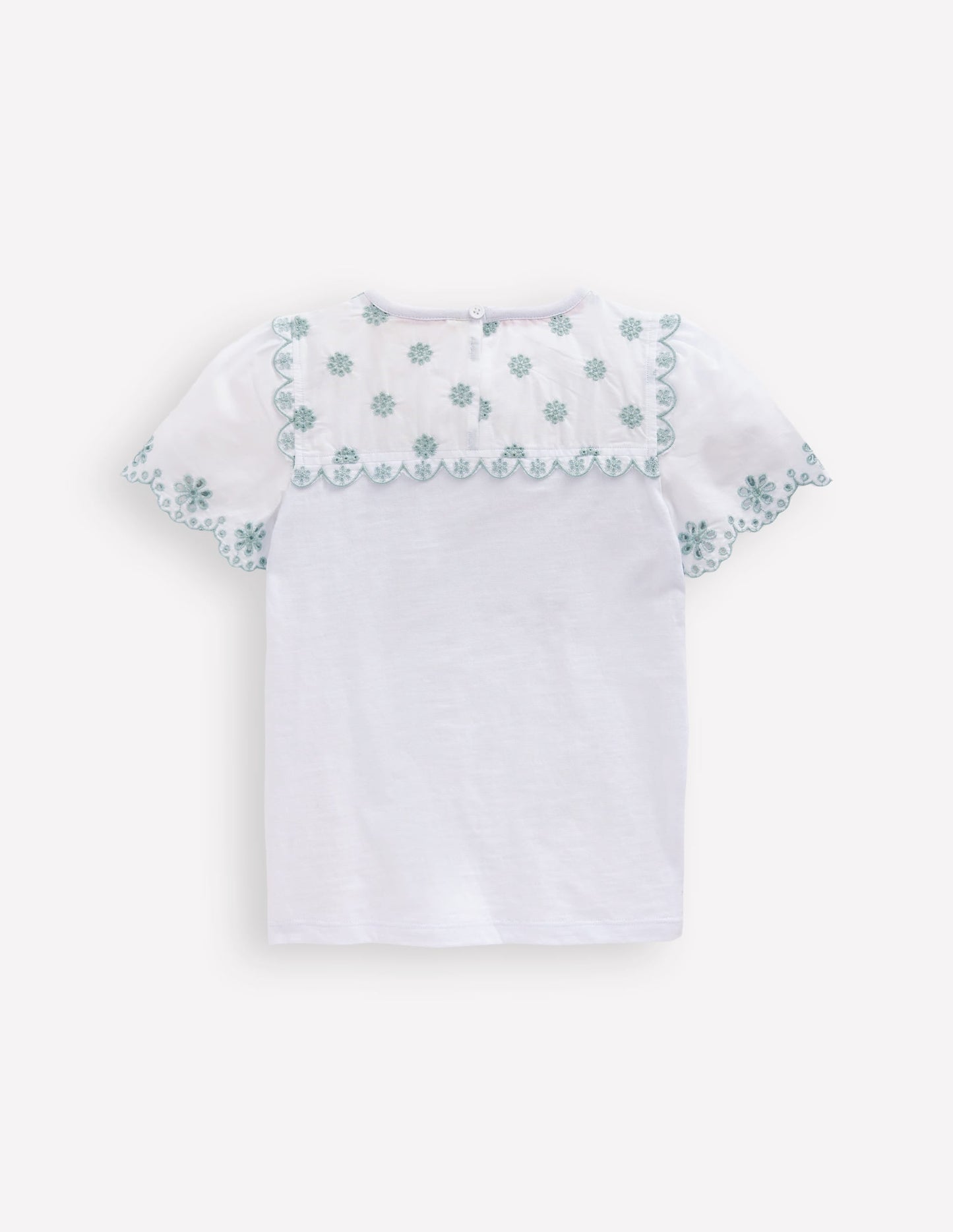 Broderie Sleeve Tee-White