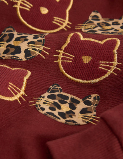 Bobbie Appliqué Sweatshirt-Chestnut Cats