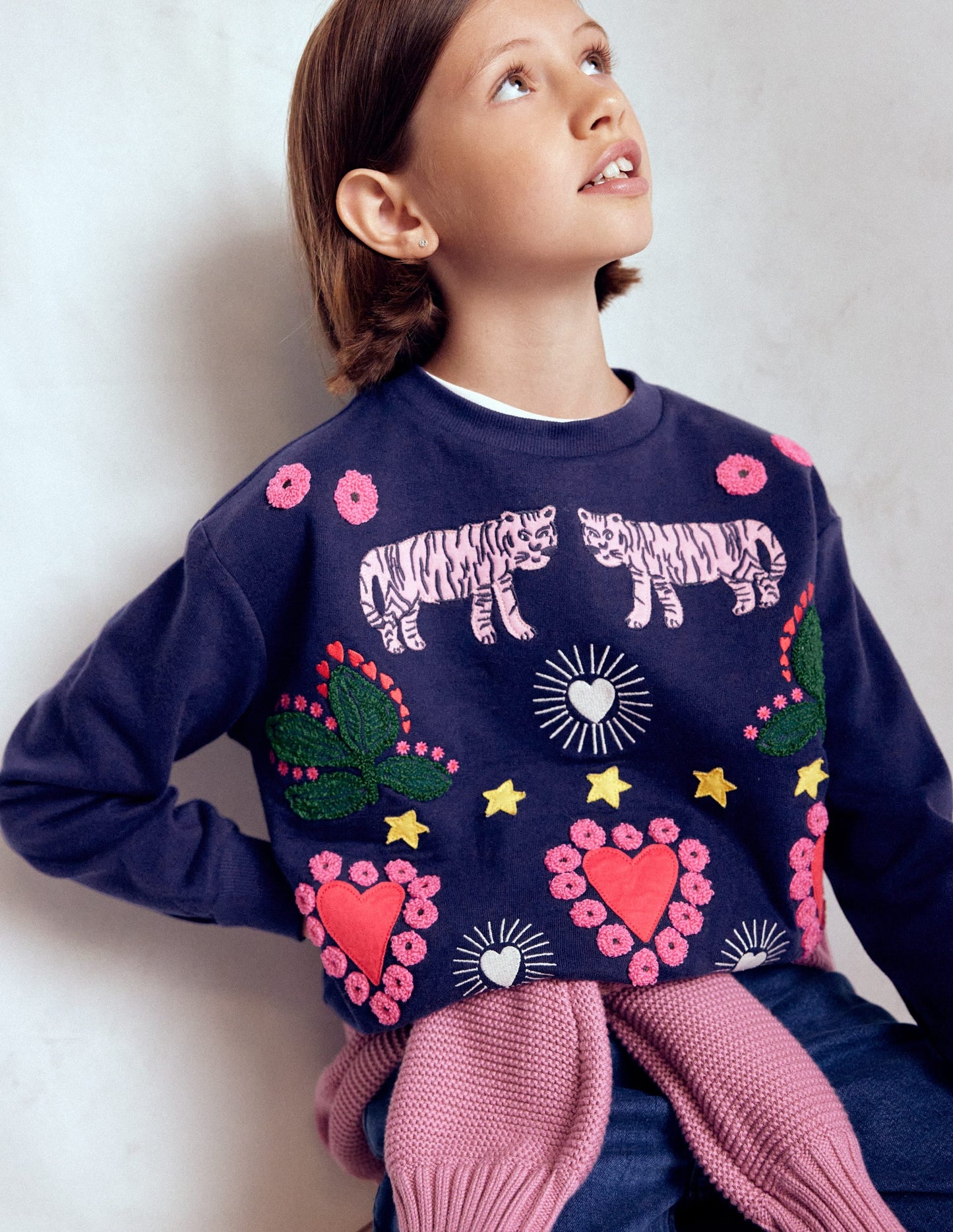 Bobbie Appliqué Sweatshirt-College Navy Tigers