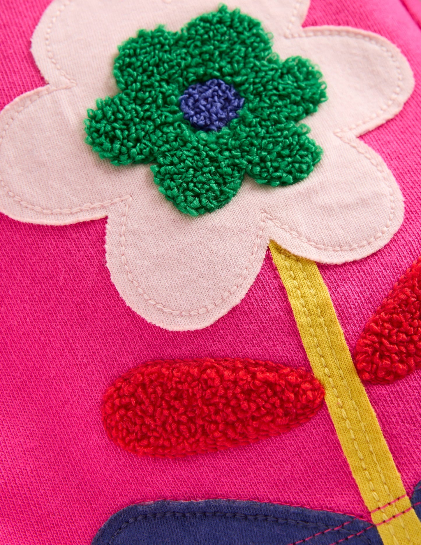 Bobbie Appliqué Sweatpants-Raspberry Pink Flowers