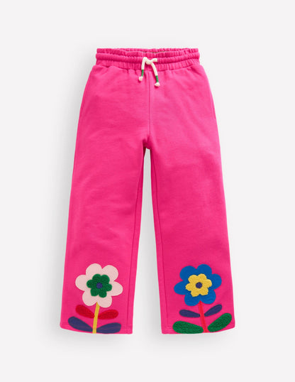 Bobbie Appliqué Sweatpants-Raspberry Pink Flowers