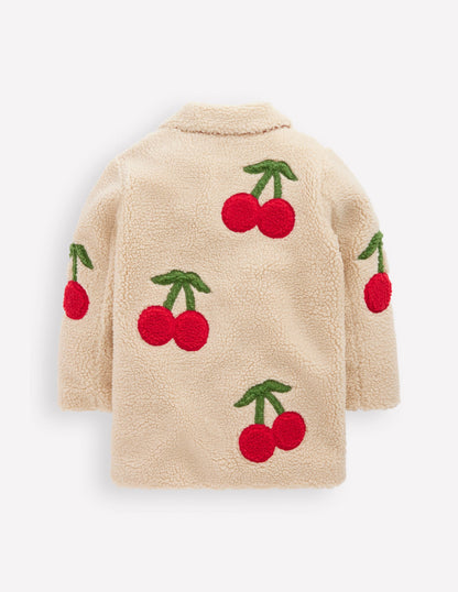 Borg Interest Jacket-Cherry Applique