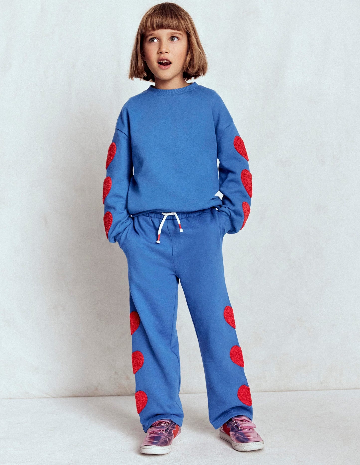 Bobbie Appliqué Sweatshirt-Bluejay Hearts