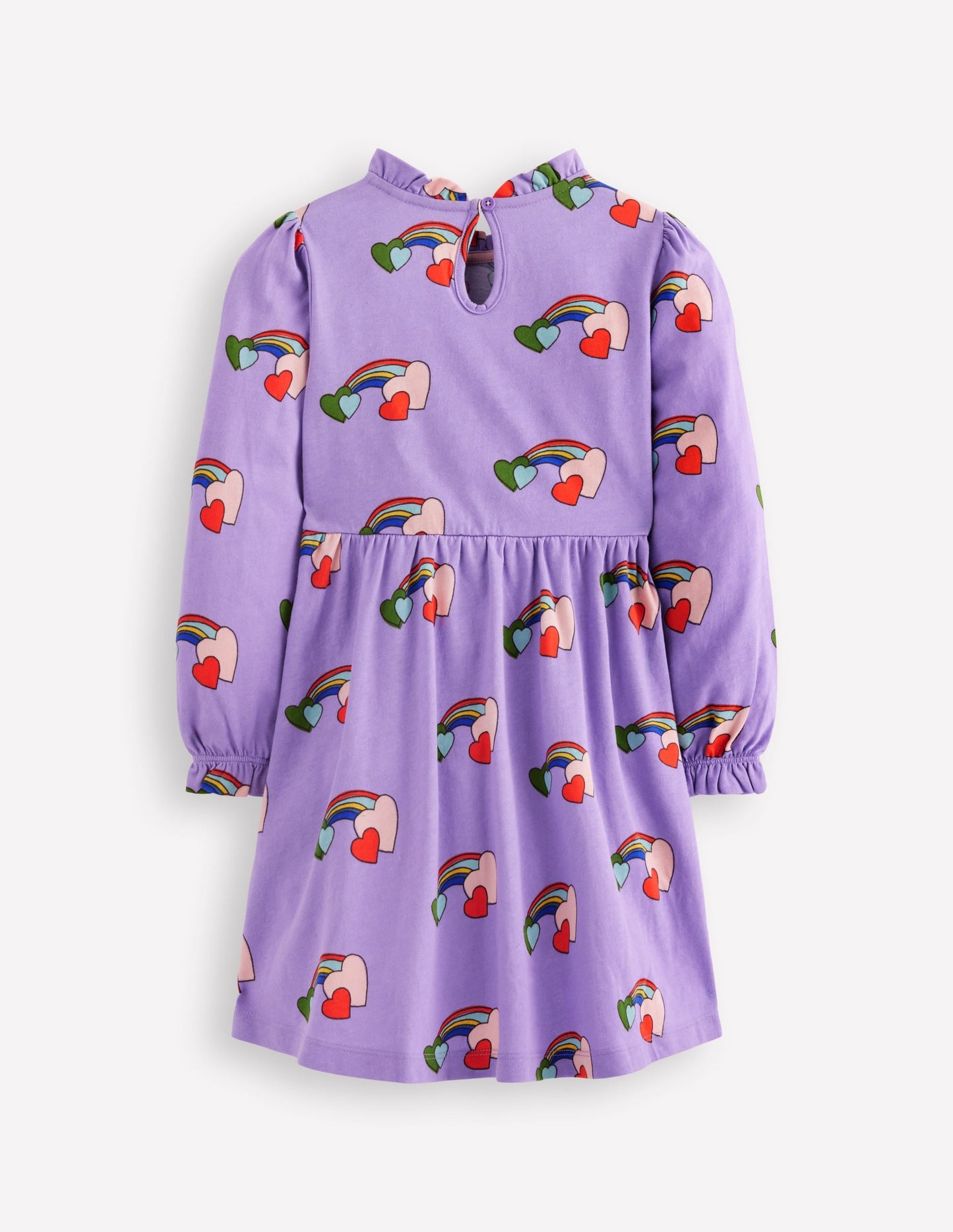 Blouson Sleeve Jersey Dress-Purple Love Rainbow