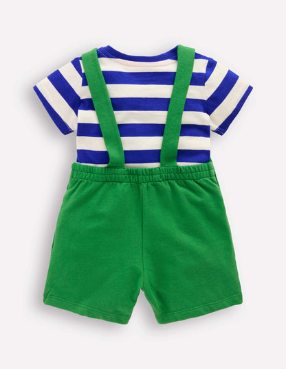 Boucle Jersey Overalls Set-Green Jungle Animals