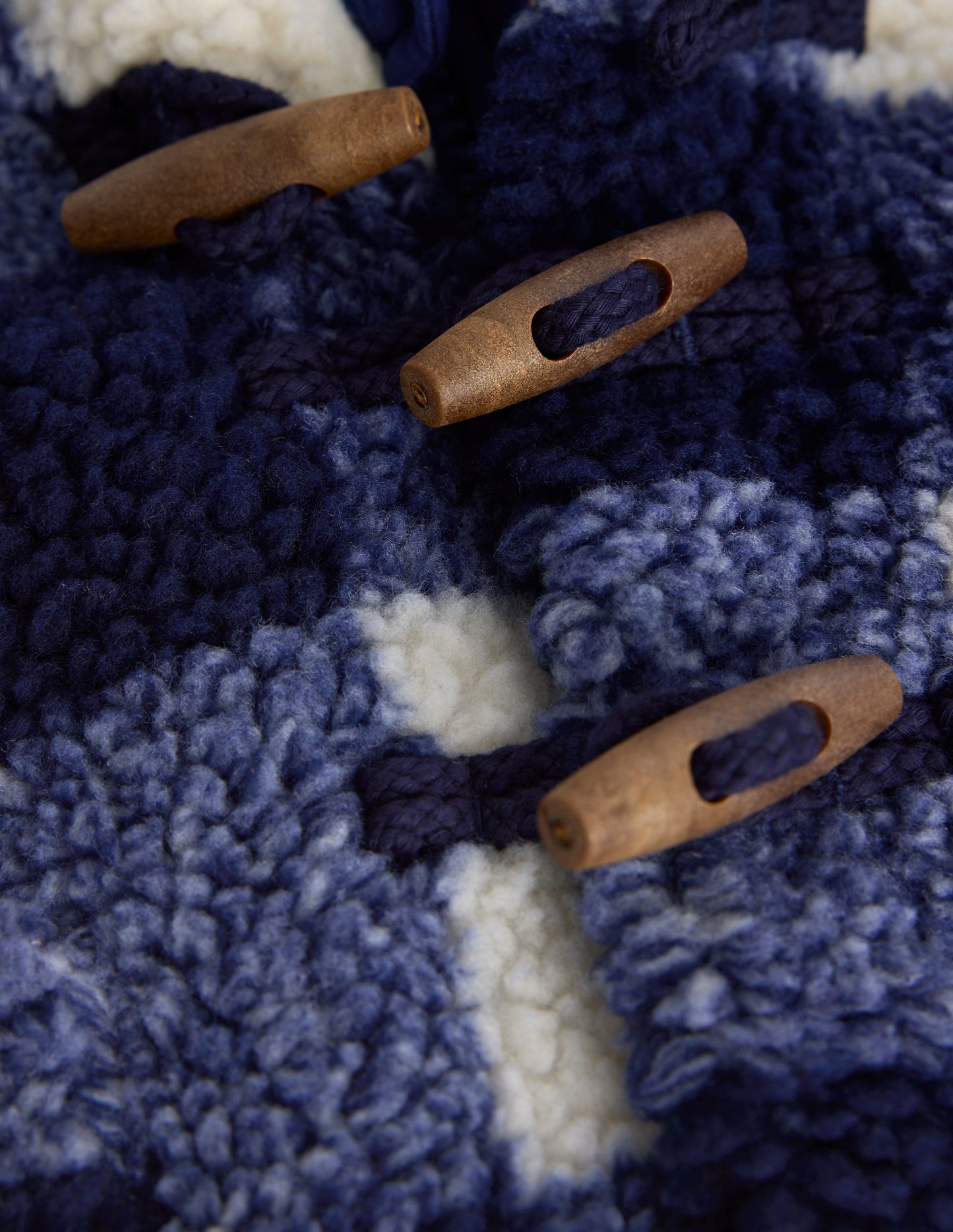 Boys Borg Duffle Coat-Navy Gingham