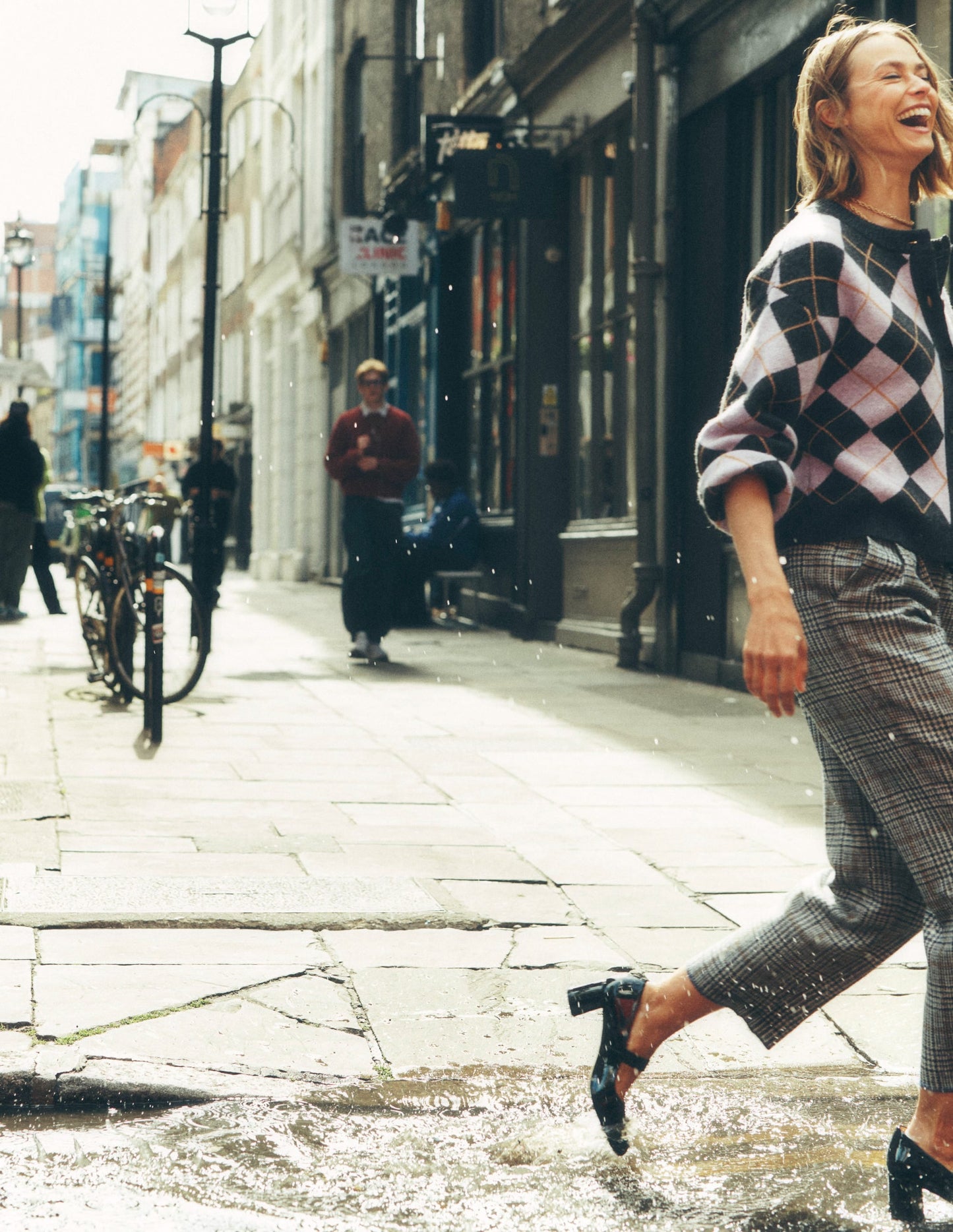 Bloomsbury Wool Pants-Blue and Grey Prince of Wales