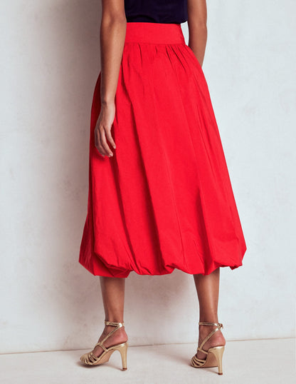 Bubble Hem Midi Skirt-Poppy Red