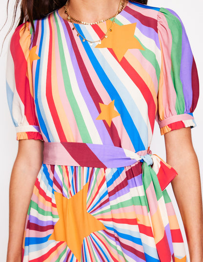 Blouson Crew Neck Dress-Multi, Supernova