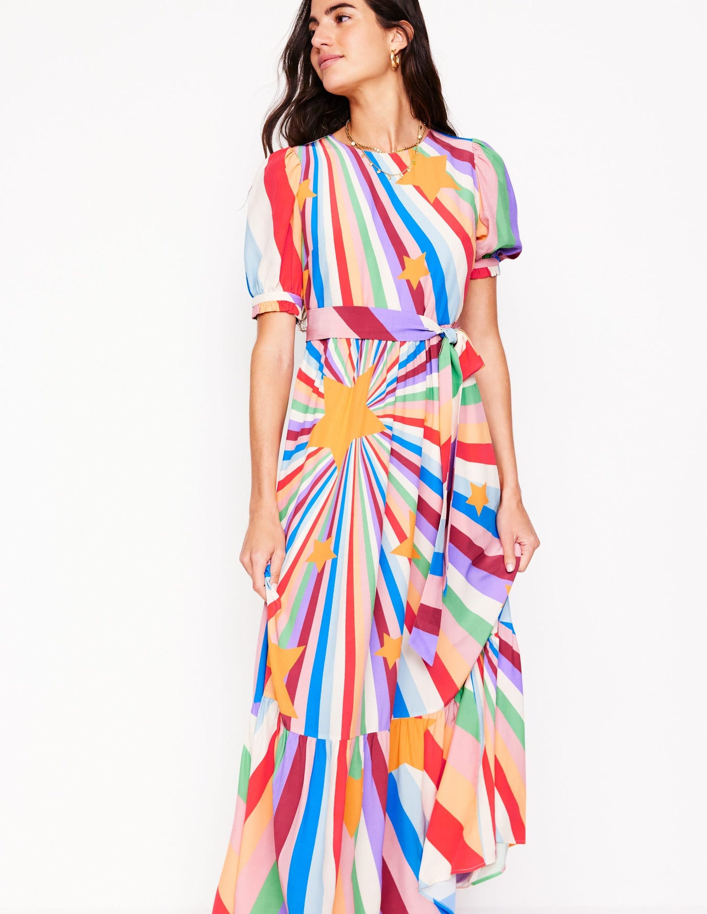 Blouson Crew Neck Dress-Multi, Supernova