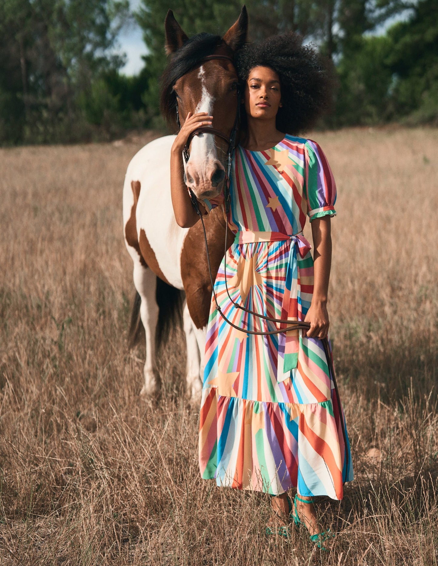 Blouson Crew Neck Dress-Multi, Supernova