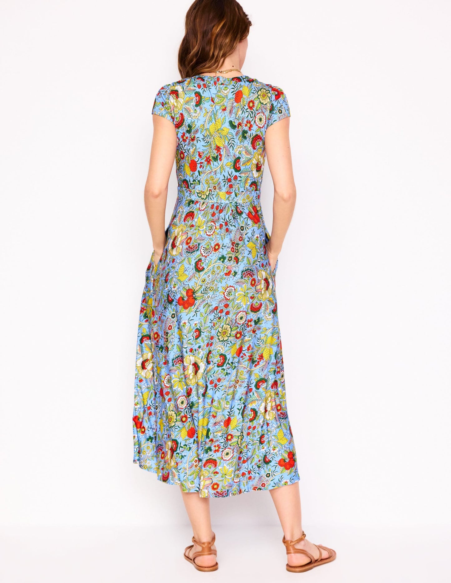 Bias Cut Jersey Midi Dress-Multi, Citrus Vine