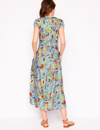 Bias Cut Jersey Midi Dress-Multi, Citrus Vine