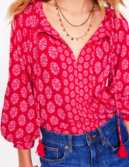 Blouson Sleeve Raglan Top-Posy Stamp