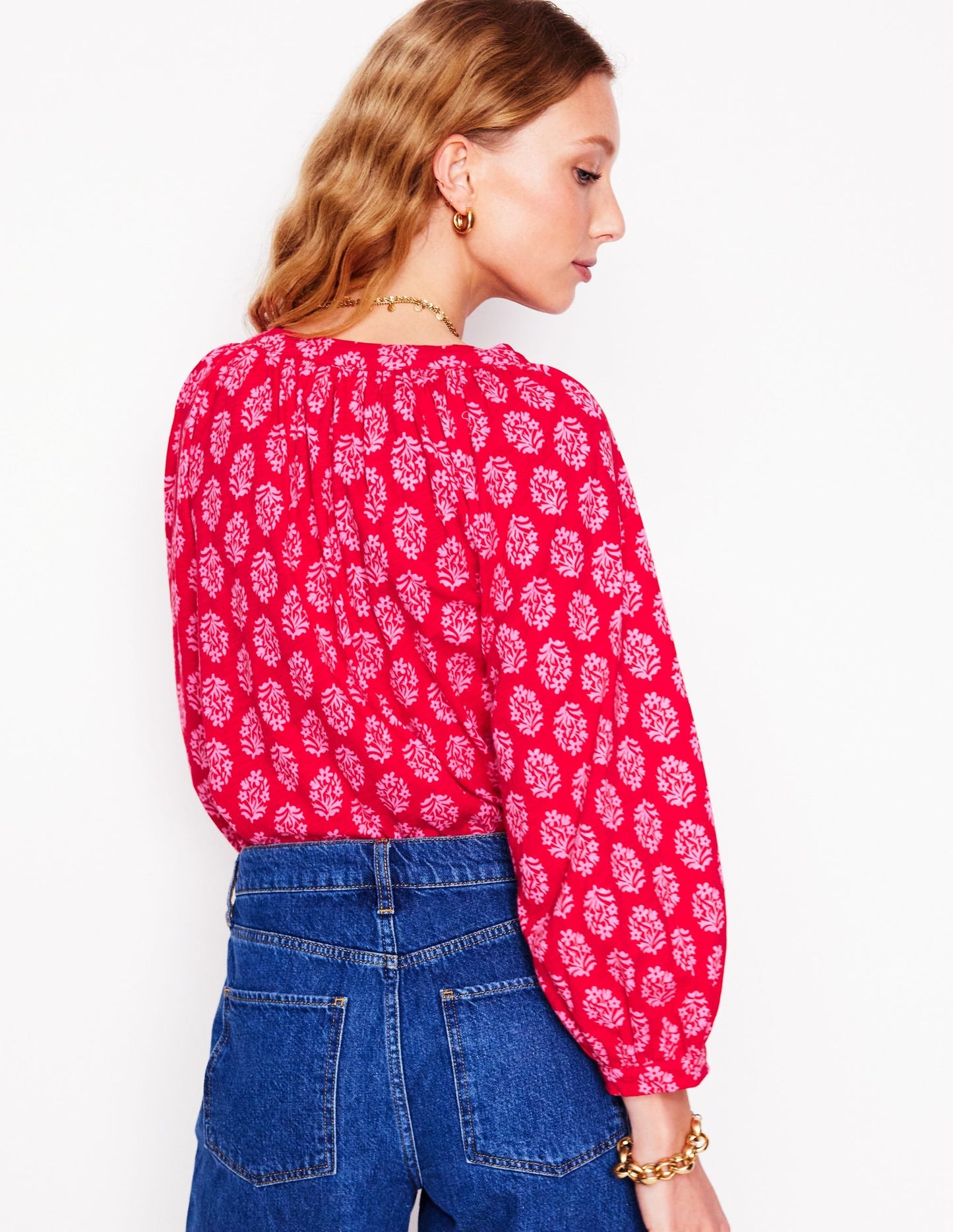 Blouson Sleeve Raglan Top-Posy Stamp