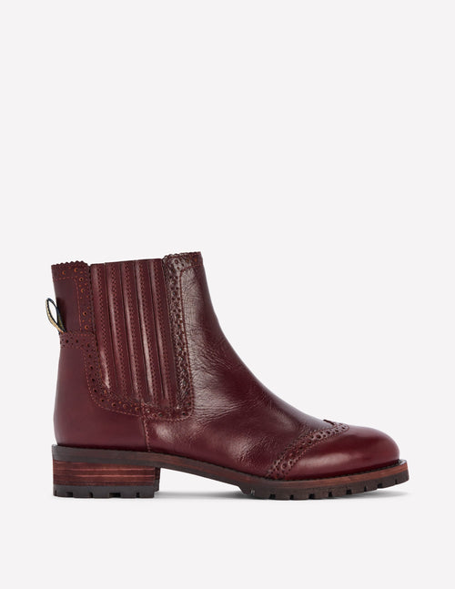 Brogue Detail Chelsea Boots-Oxblood