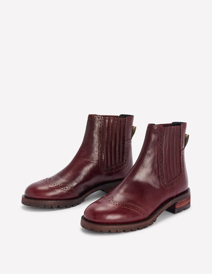 Brogue Detail Chelsea Boots-Oxblood