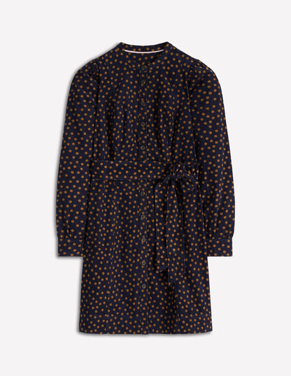 Bre Cord Short Dress-French Navy, Painted Dot
