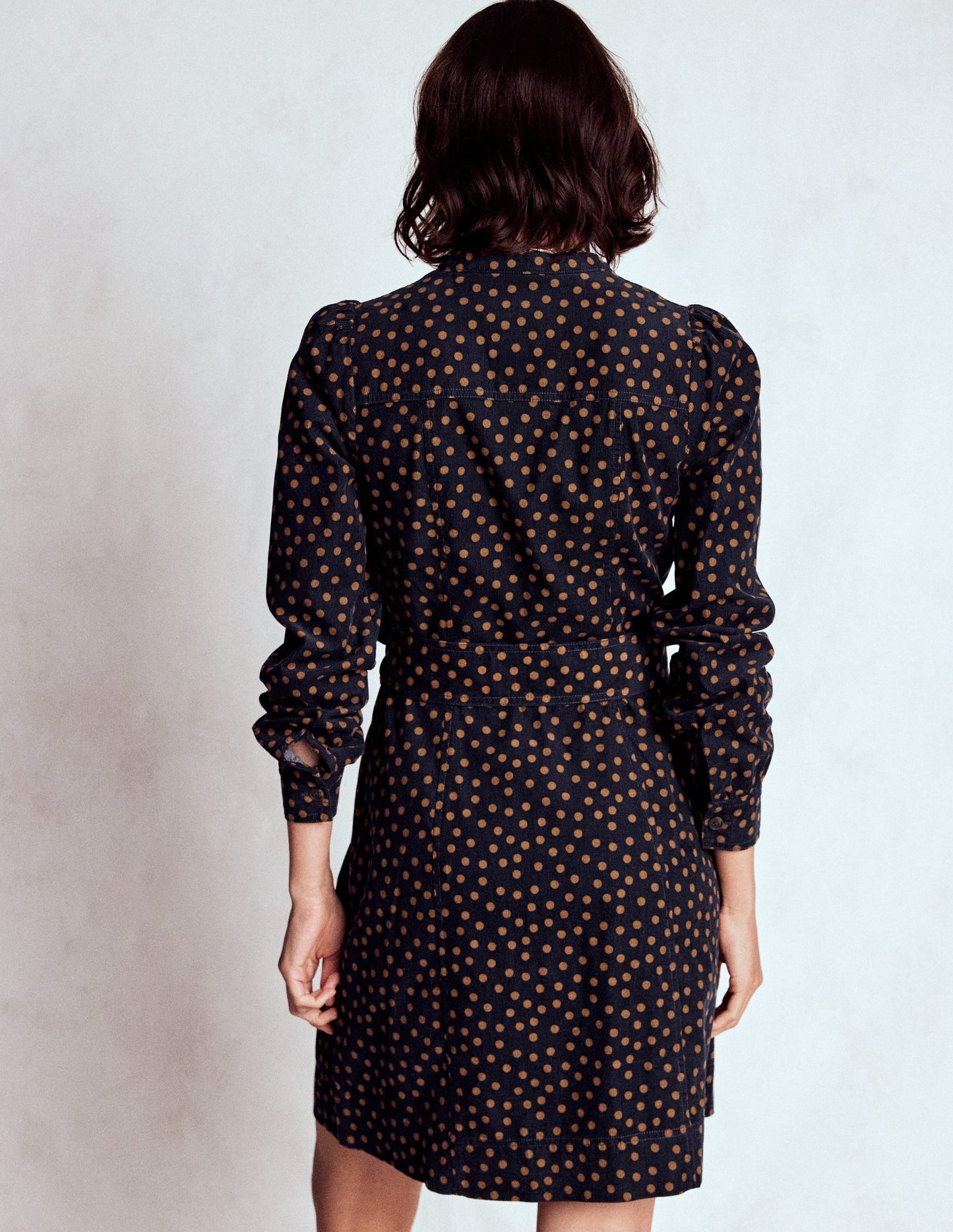 Bre Cord Short Dress-French Navy, Painted Dot