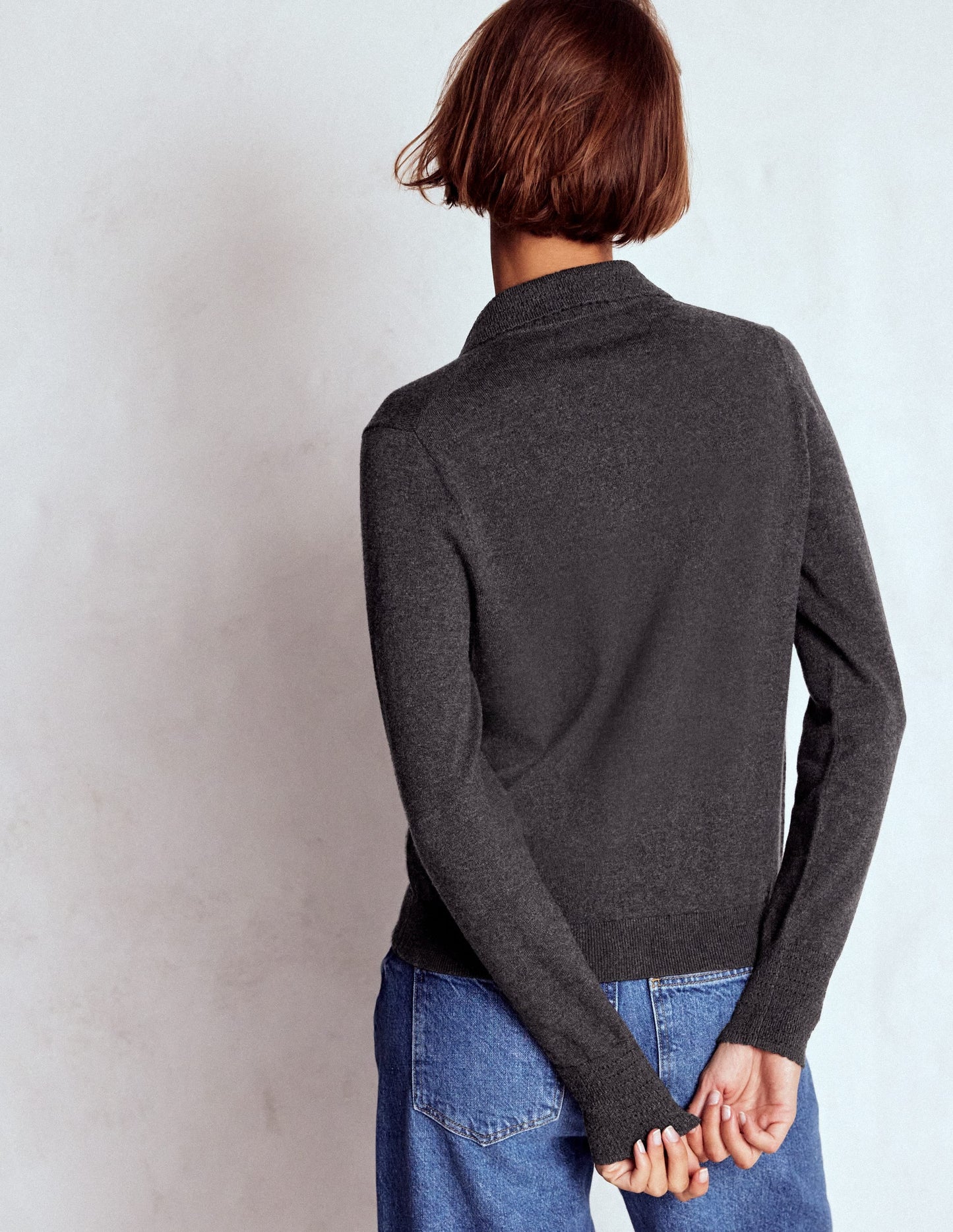 Briony Stitch Cardigan-Charcoal Melange