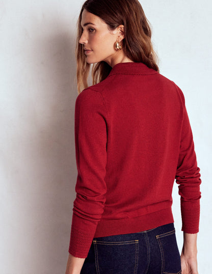 Briony Stitch Cardigan-Crimson Red