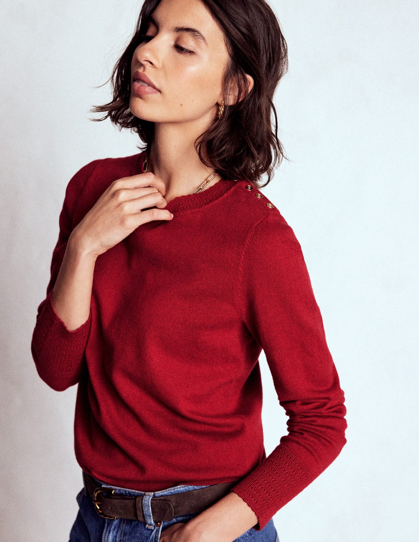 Briony Stitch Sweater-Red Liquorice