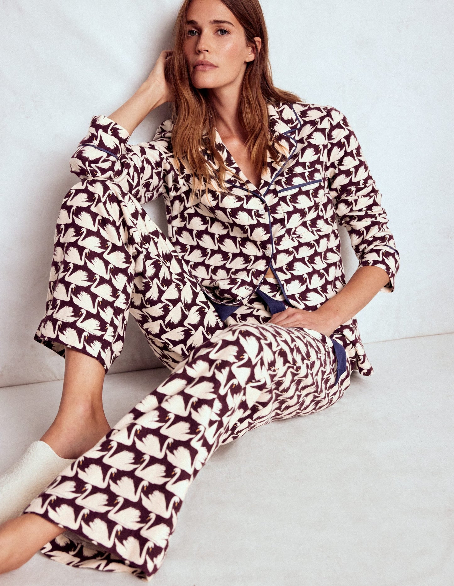 Brushed Cotton Pyjama Pants-Winetasting, Geo Swan