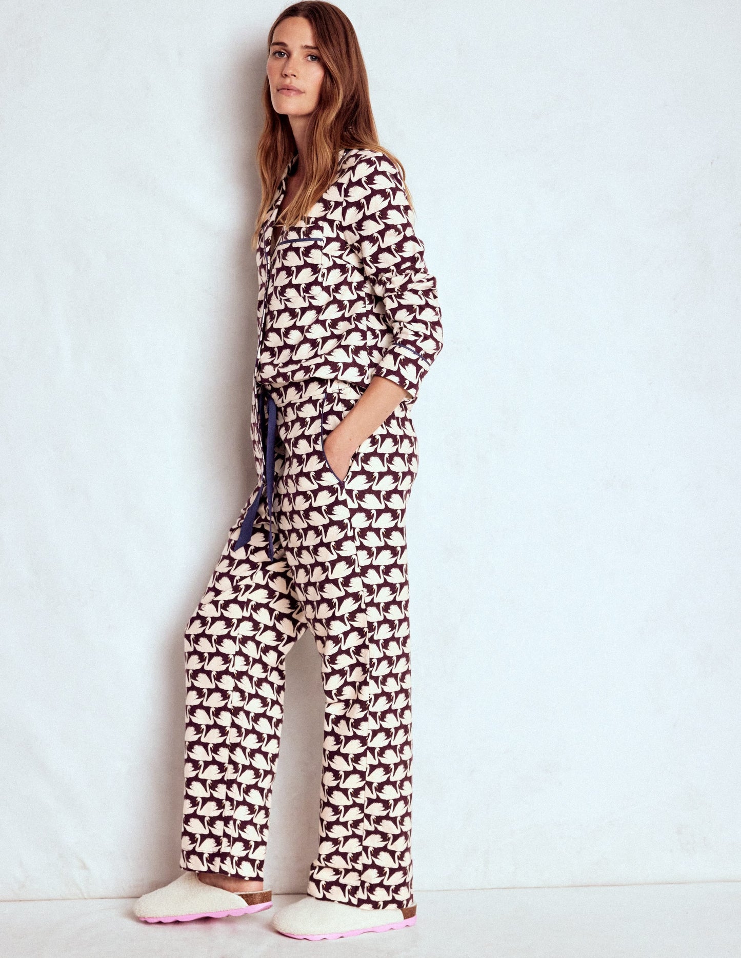 Brushed Cotton Pyjama Pants-Winetasting, Geo Swan