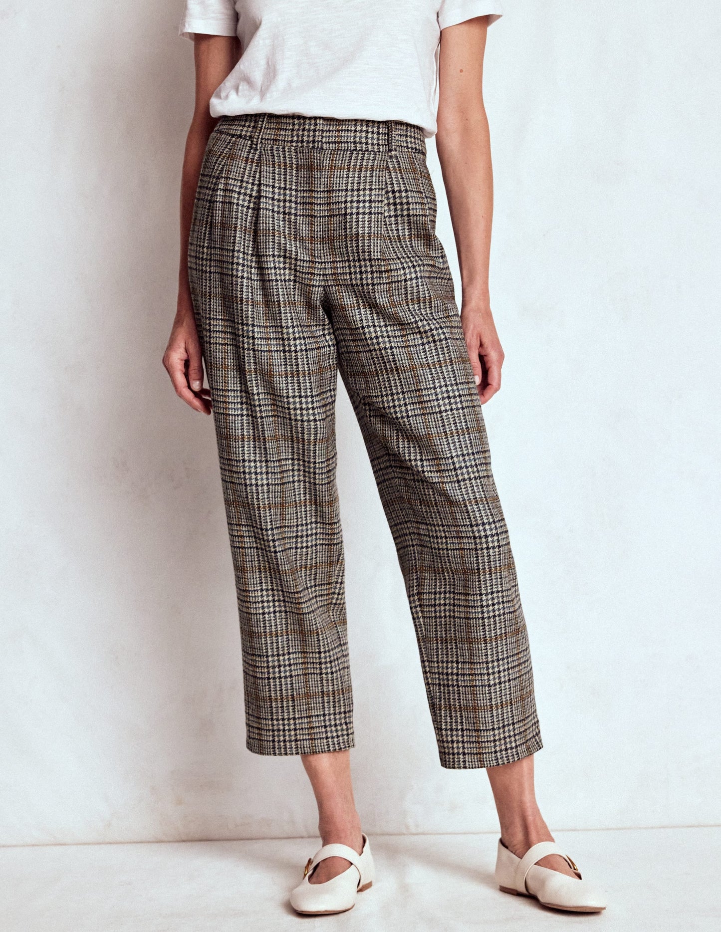 Bloomsbury Wool Pants-Blue and Grey Prince of Wales