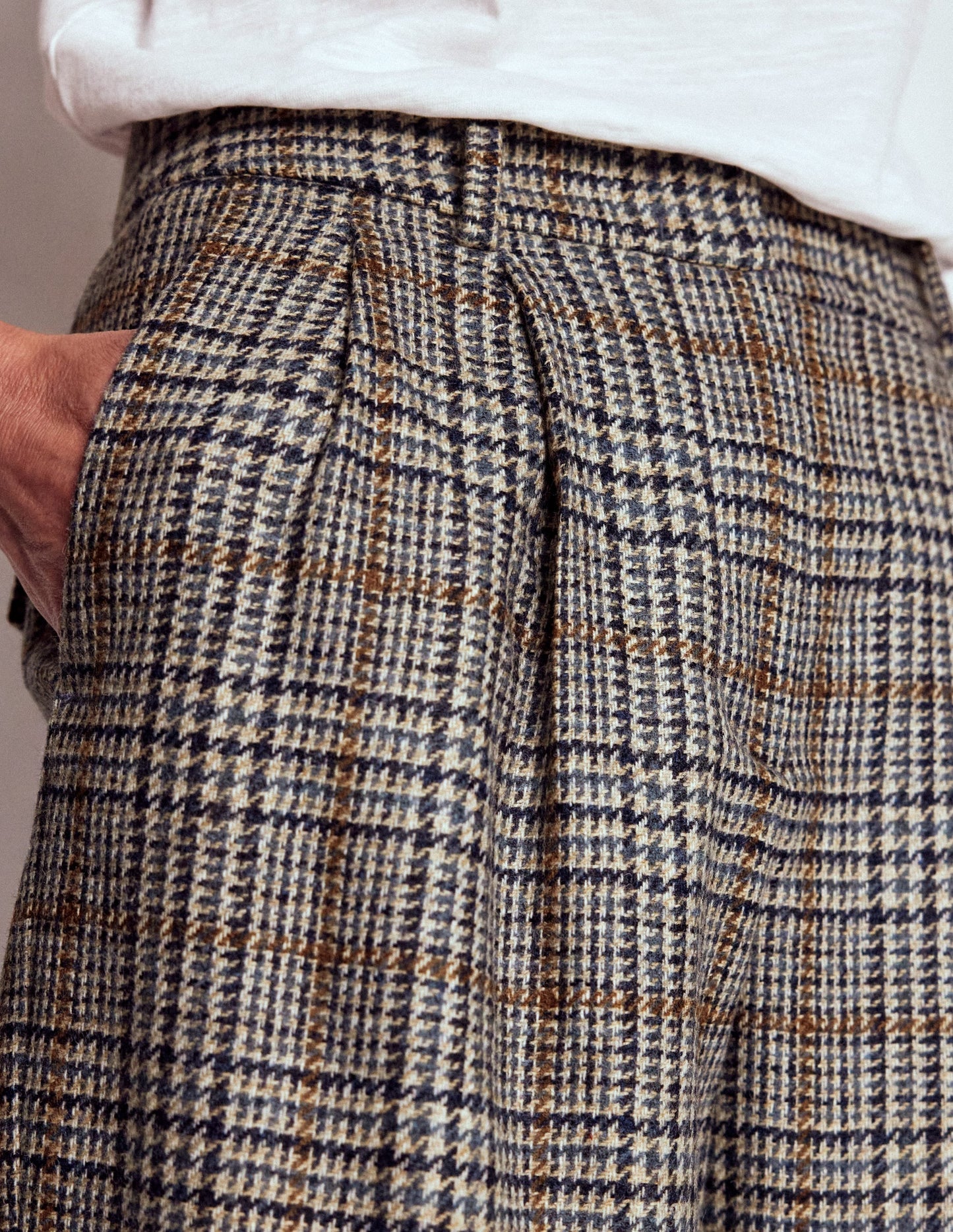 Bloomsbury Wool Pants-Blue and Grey Prince of Wales