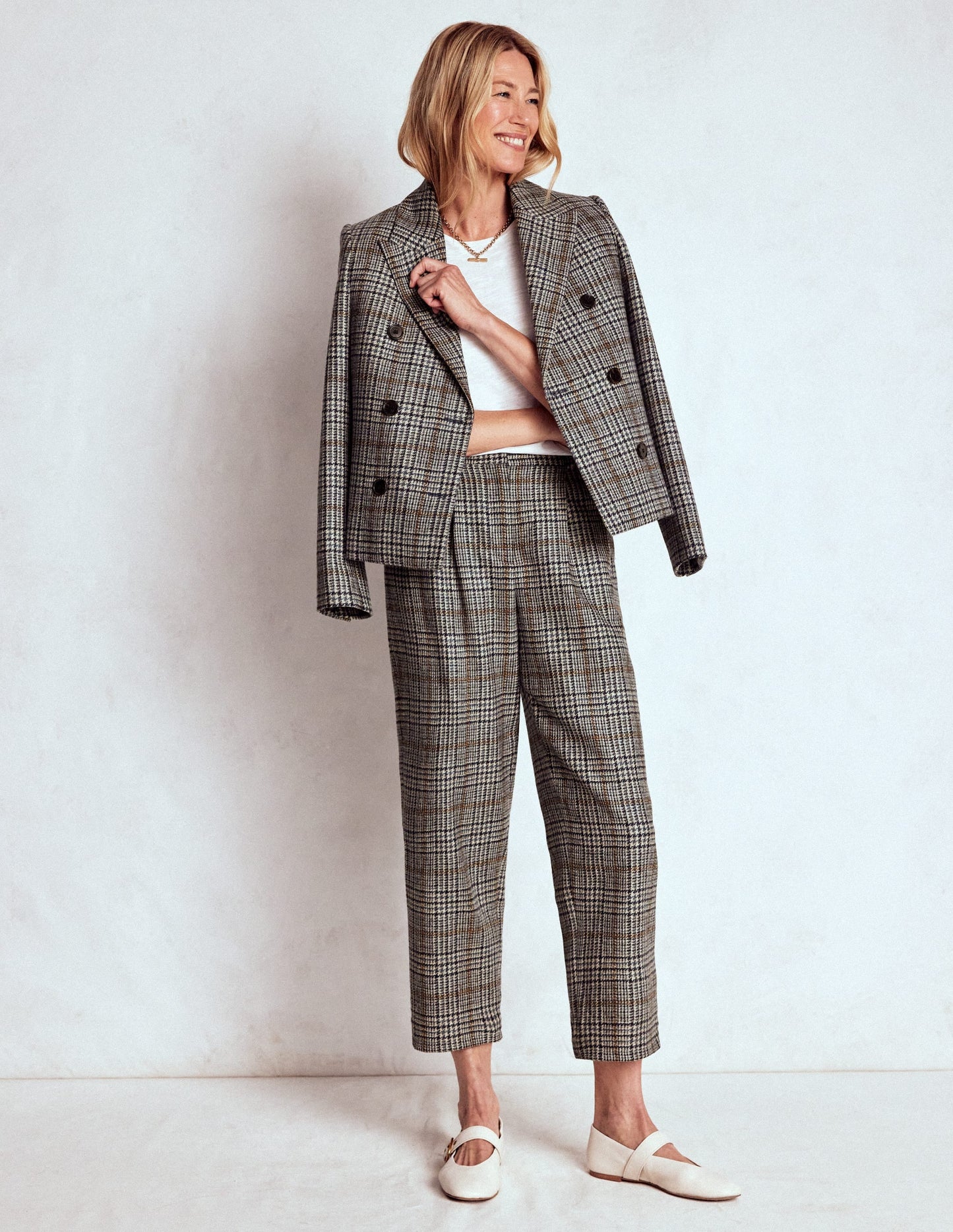 Bloomsbury Wool Pants-Blue and Grey Prince of Wales