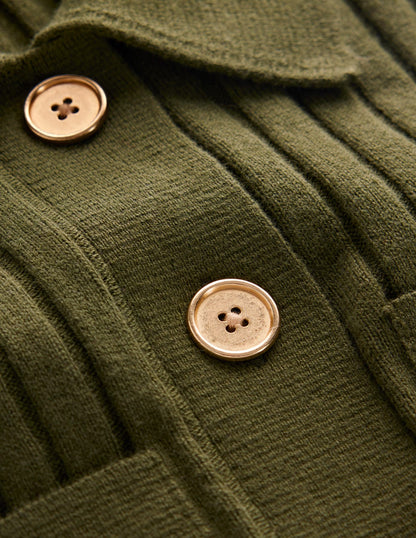 Brönte Knitted Rib Shirt Dress-Woodland Green