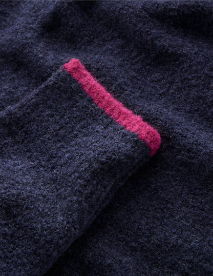 Bouclé Raglan Hoody-Navy