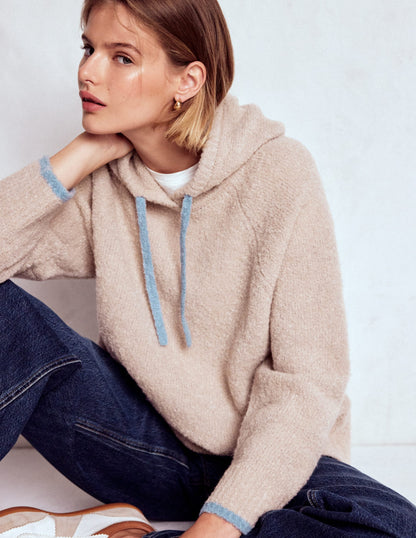 Bouclé Raglan Hoody-Chinchilla Melange