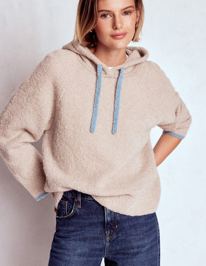 Bouclé Raglan Hoody-Chinchilla Melange