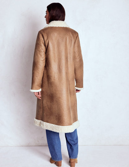 Borg Duffle Coat-Camel, Natural Borg