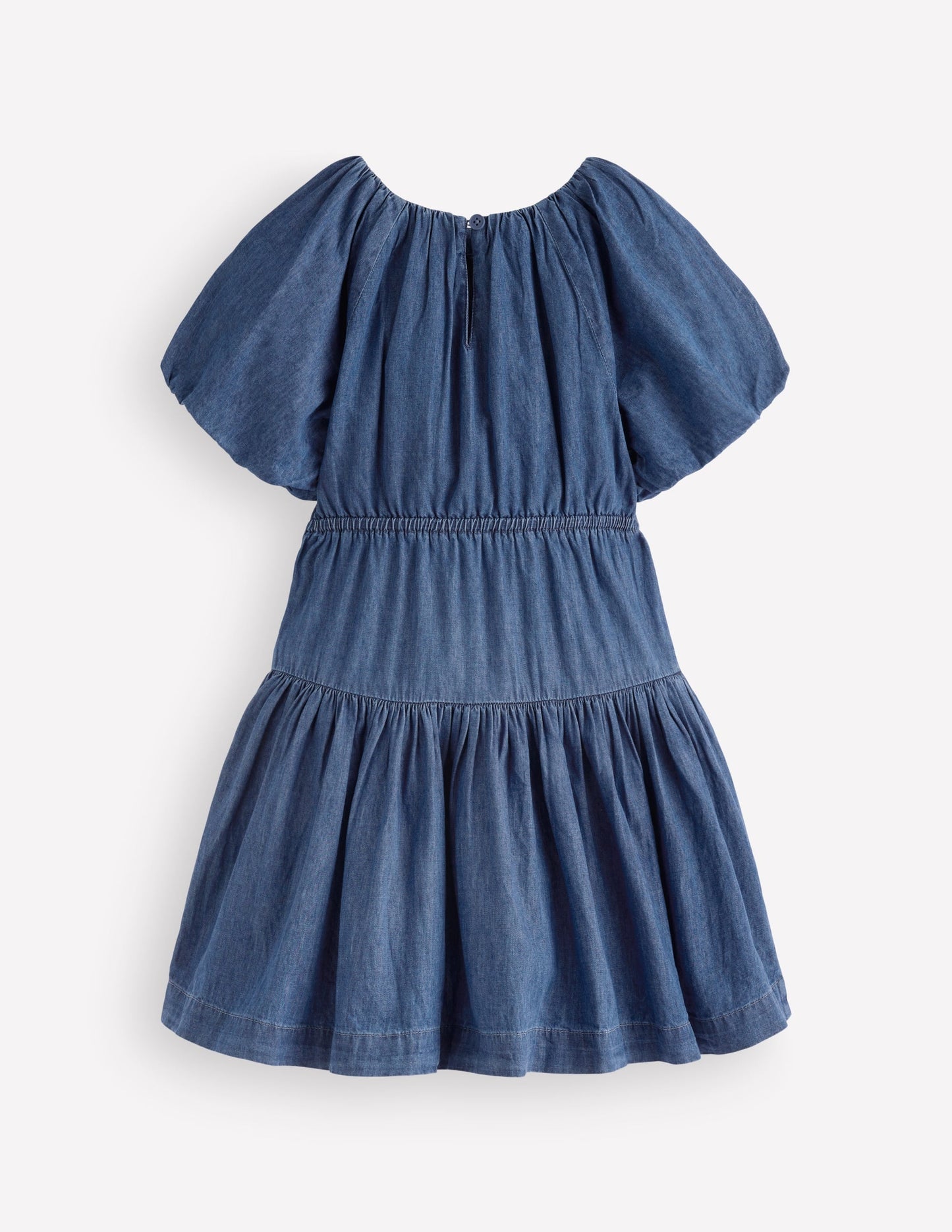 Bow Waist Woven Dress-Mid Vintage Denim