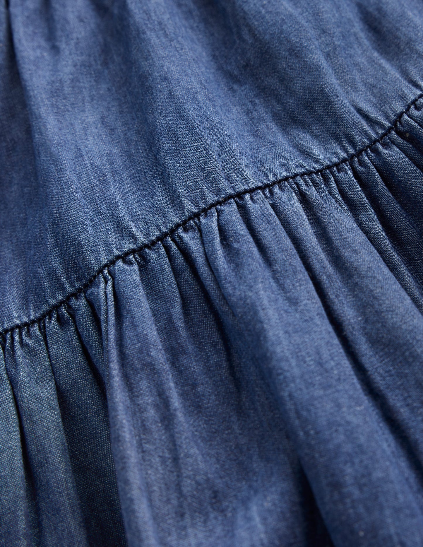 Bow Waist Woven Dress-Mid Vintage Denim