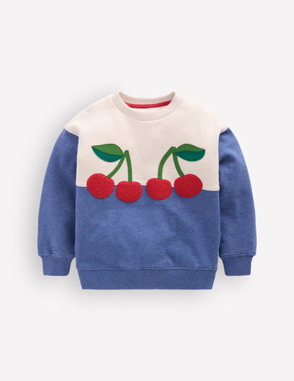 Bobbie Appliqué Sweatshirt-Oatmeal Marl Cherries