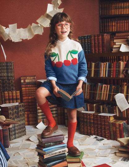 Bobbie Appliqué Sweatshirt-Oatmeal Marl Cherries