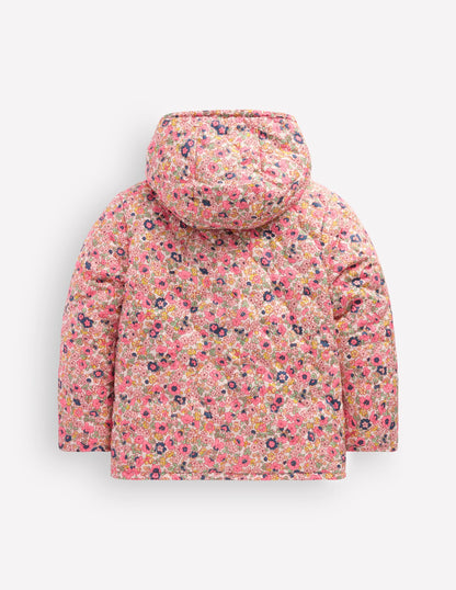 Borg Padded Jacket-Pink Flowerbed