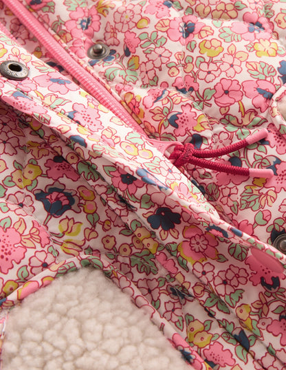 Borg Padded Jacket-Pink Flowerbed