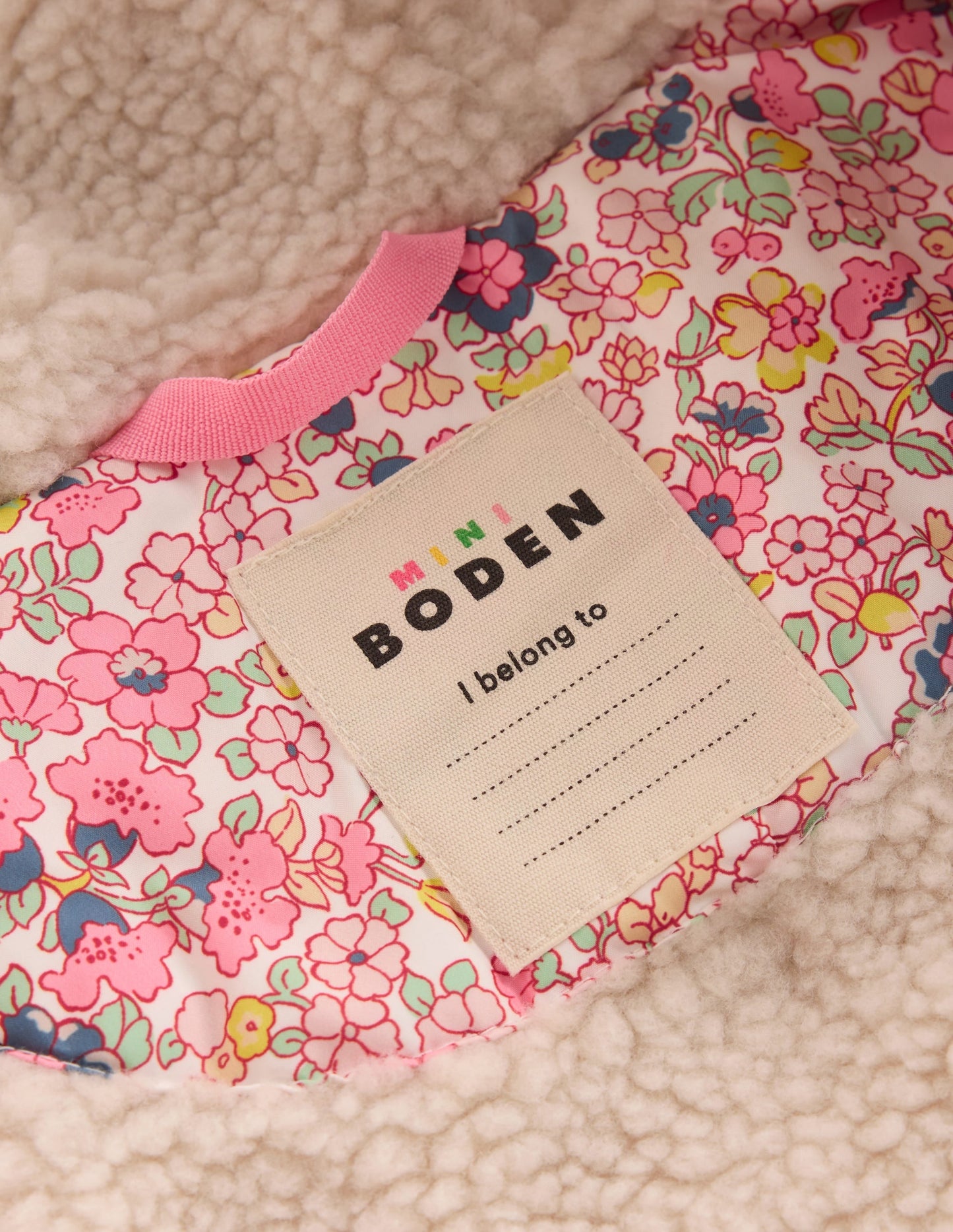 Borg Padded Jacket-Pink Flowerbed