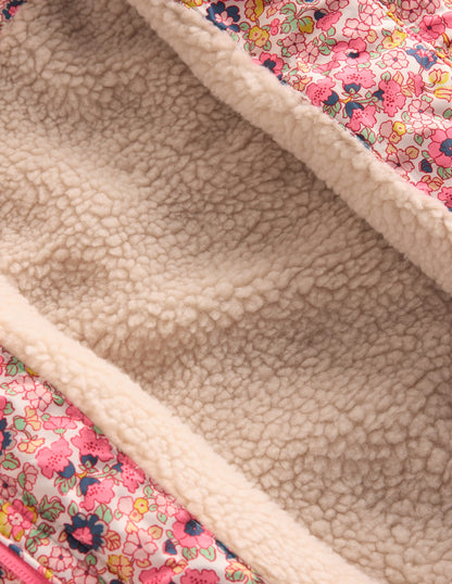 Borg Padded Jacket-Pink Flowerbed