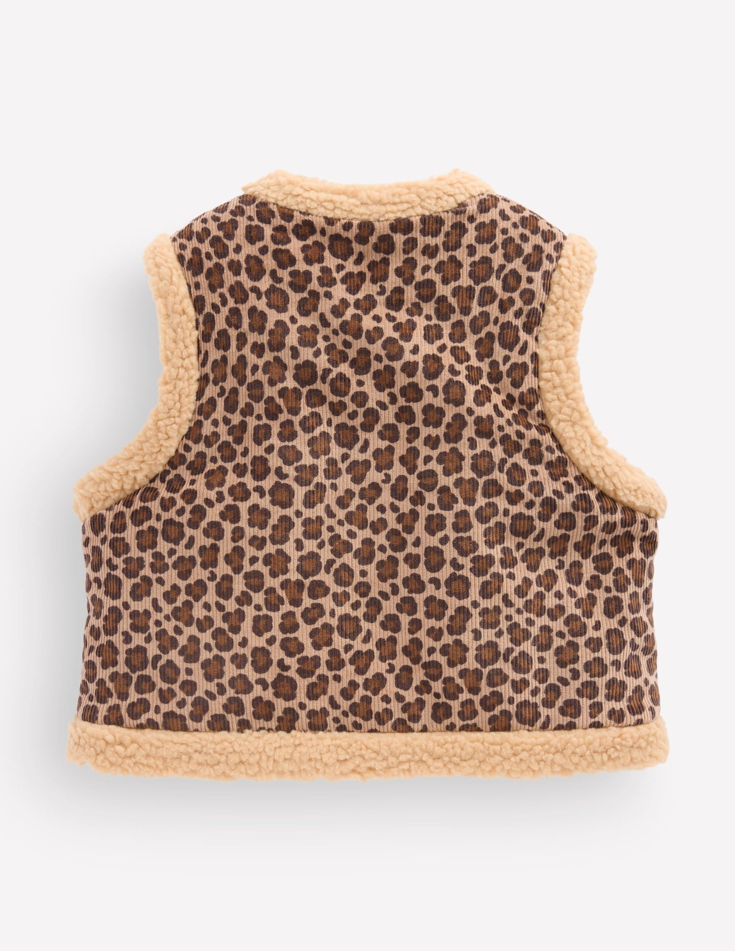 Borg Trim Vest-Brown Leopard