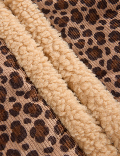 Borg Trim Vest-Brown Leopard