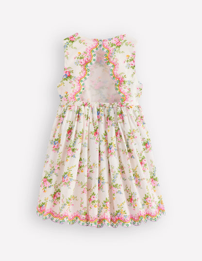 Broderie Back Detail Dress-Soft Ivory Rosa