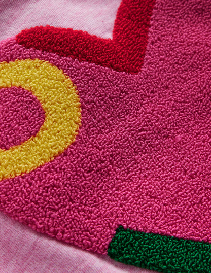 Bobbie Appliqué Sweatshirt-Pink Marl Love