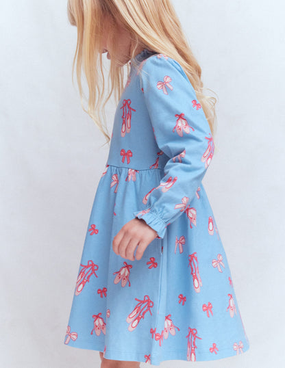 Blouson Sleeve Jersey Dress-Pale Blue Ballet Shoes